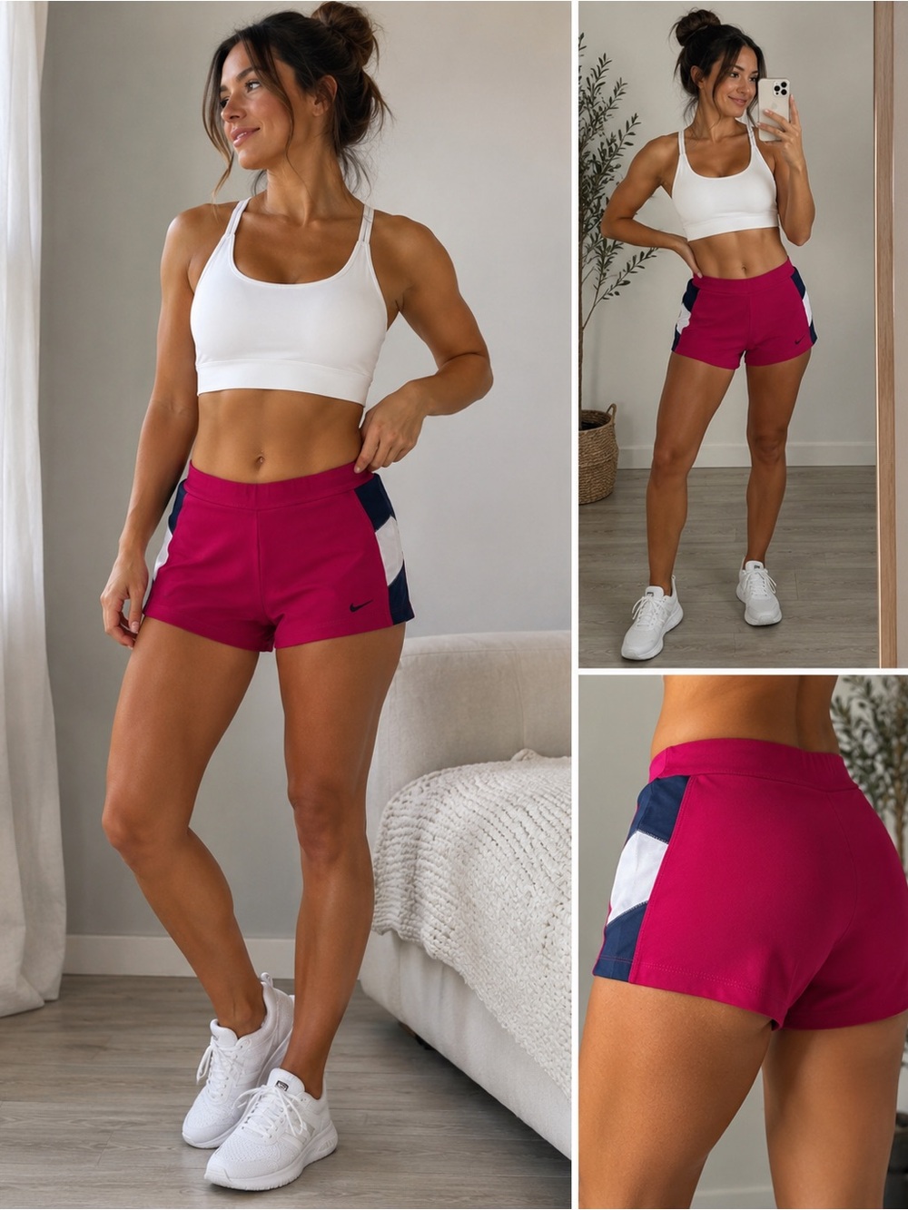 Nike Dri-FIT Women’s Athletic Running Shorts Pink Navy White Size Small